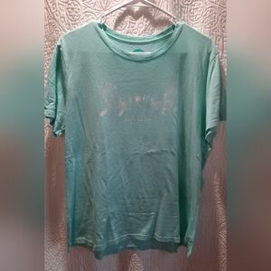 Life is Good T-Shirt Womans Large Aqua Adirondack Chair Outdoor Athleisure